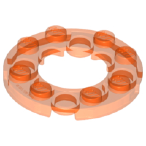 Деталь LEGO 11833 Plate, Round 4 x 4 with 2 x 2 Round Open Center - Trans-Neon Orange