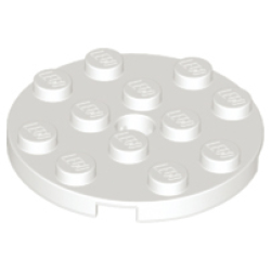 Plate, Round 4 x 4 with Hole - White Plate, Round 4 x 4 with Hole - White