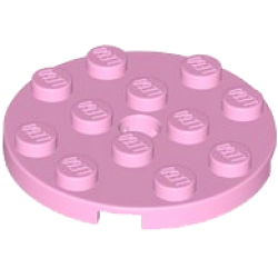 Plate, Round 4 x 4 with Hole - Bright Pink Plate, Round 4 x 4 with Hole - Bright Pink