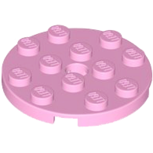 Деталь LEGO 60474 Plate, Round 4 x 4 with Hole - Bright Pink