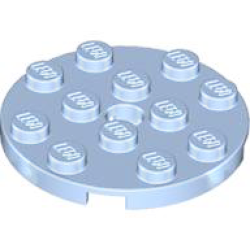 Plate, Round 4 x 4 with Hole - Bright Light Blue Plate, Round 4 x 4 with Hole - Bright Light Blue