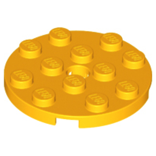 Деталь LEGO 60474 Plate, Round 4 x 4 with Hole - Bright Light Orange