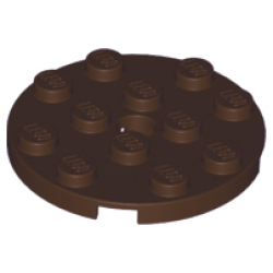 Plate, Round 4 x 4 with Hole - Dark Brown Plate, Round 4 x 4 with Hole - Dark Brown