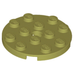 Plate, Round 4 x 4 with Hole - Olive Green Plate, Round 4 x 4 with Hole - Olive Green