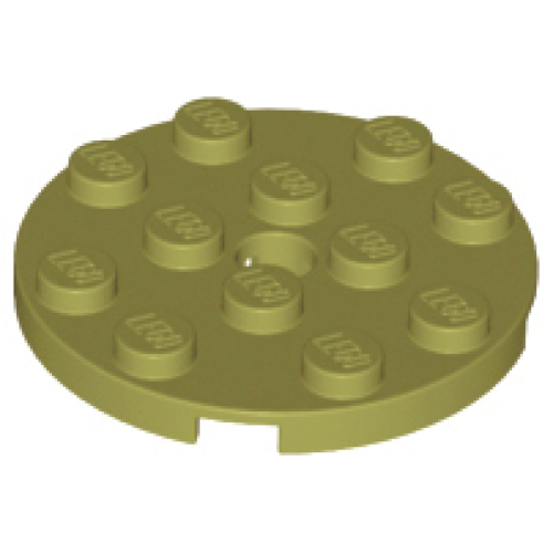 Деталь LEGO 60474 Plate, Round 4 x 4 with Hole - Olive Green