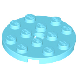 Plate, Round 4 x 4 with Hole - Medium Azure Plate, Round 4 x 4 with Hole - Medium Azure