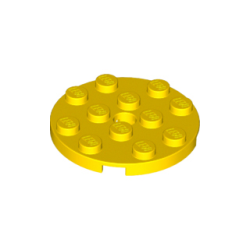 Plate, Round 4 x 4 with Hole - Yellow Plate, Round 4 x 4 with Hole - Yellow