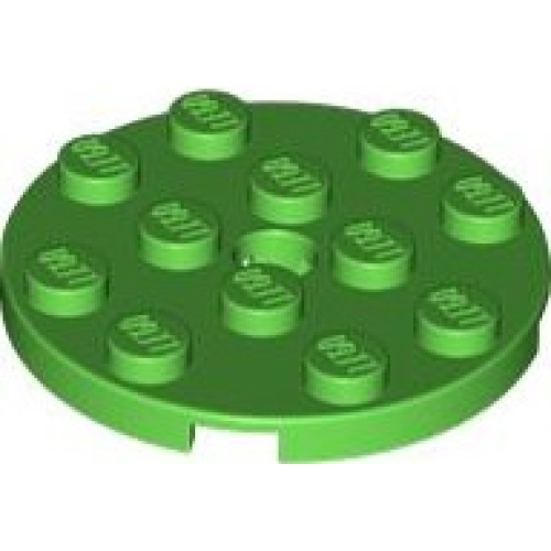 Деталь LEGO 60474 Plate, Round 4 x 4 with Hole - Bright Green