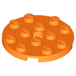 Plate, Round 4 x 4 with Hole - Orange Plate, Round 4 x 4 with Hole - Orange