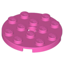 Plate, Round 4 x 4 with Hole - Dark Pink Plate, Round 4 x 4 with Hole - Dark Pink
