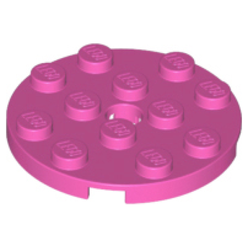 Деталь LEGO 60474 Plate, Round 4 x 4 with Hole - Dark Pink