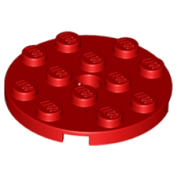 Plate, Round 4 x 4 with Hole - Red Plate, Round 4 x 4 with Hole - Red