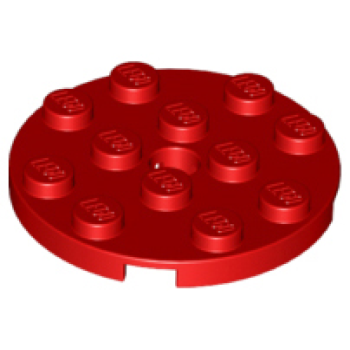 Деталь LEGO 60474 Plate, Round 4 x 4 with Hole - Red
