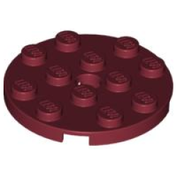 Plate, Round 4 x 4 with Hole - Dark Red Plate, Round 4 x 4 with Hole - Dark Red