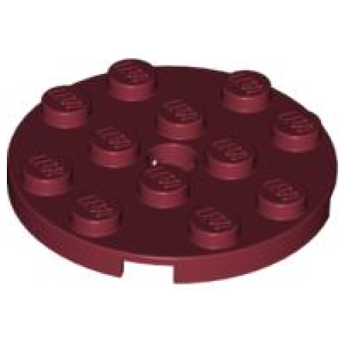 Деталь LEGO 60474 Plate, Round 4 x 4 with Hole - Dark Red