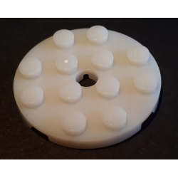 Plate, Round 4 x 4 with Hole - Milky White Plate, Round 4 x 4 with Hole - Milky White