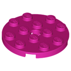 Plate, Round 4 x 4 with Hole - Magenta Plate, Round 4 x 4 with Hole - Magenta