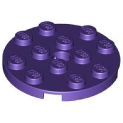 Plate, Round 4 x 4 with Hole - Dark Purple Plate, Round 4 x 4 with Hole - Dark Purple