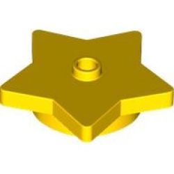 Plate, Round 4 x 4 x 2/3 with Star and Open Stud - Yellow Plate, Round 4 x 4 x 2/3 with Star and Open Stud - Yellow