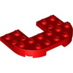 Plate, Round 4 x 6 x 2/3, Raised 2 x 6 and 2 x 2 Cutout - Red Plate, Round 4 x 6 x 2/3, Raised 2 x 6 and 2 x 2 Cutout - Red