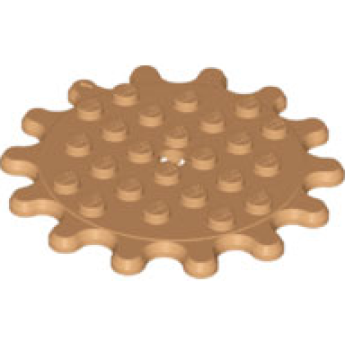 Деталь LEGO 35446 Plate, Round 6 x 6 Gear 14 Tooth - Medium Nougat