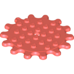 Plate, Round 6 x 6 Gear 14 Tooth - Coral Plate, Round 6 x 6 Gear 14 Tooth - Coral