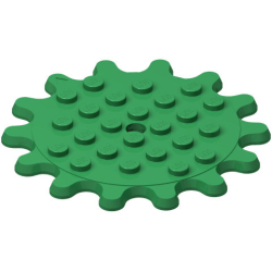 Plate, Round 6 x 6 Gear 14 Tooth - Green Plate, Round 6 x 6 Gear 14 Tooth - Green