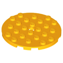 Plate, Round 6 x 6 with Hole - Bright Light Orange Plate, Round 6 x 6 with Hole - Bright Light Orange