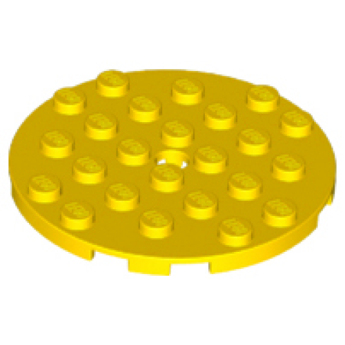 Деталь LEGO 11213 Plate, Round 6 x 6 with Hole - Yellow