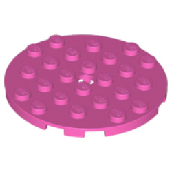 Plate, Round 6 x 6 with Hole - Dark Pink Plate, Round 6 x 6 with Hole - Dark Pink