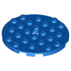 Plate, Round 6 x 6 with Hole - Blue Plate, Round 6 x 6 with Hole - Blue