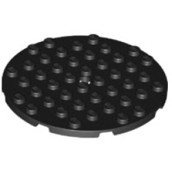 Plate, Round 8 x 8 with Hole - Black