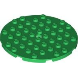 Plate, Round 8 x 8 with Hole - Green