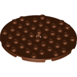 Plate, Round 8 x 8 with Hole - Reddish Brown