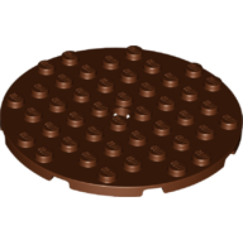 Деталь LEGO 74611 Plate, Round 8 x 8 with Hole - Reddish Brown