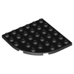 Plate, Round Corner 6 x 6 - Black