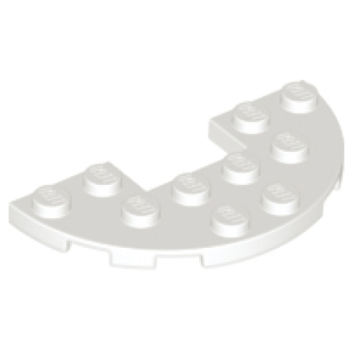 Деталь LEGO 18646 Plate, Round Half 3 x 6 with 1 x 2 Cutout - White