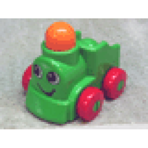 Деталь LEGO 31155pb01 Primo Vehicle Train Choo Choo Engine with Wheels with Face with Smile Pattern - Bright Green