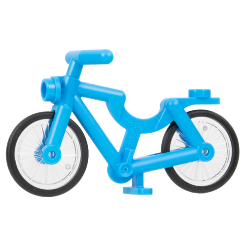 Деталь LEGO 4719c02 Bicycle with Handlebars with Trans-Clear Wheels with Molded Black Hard Rubber Tires (4719 / 92851pb01) - Dark Azure
