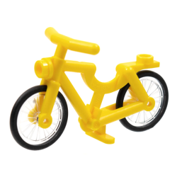 Bicycle with Handlebars with Trans-Clear Wheels with Molded Black Hard Rubber Tires (4719 / 92851pb01) - Yellow