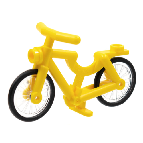 Деталь LEGO 4719c02 Bicycle with Handlebars with Trans-Clear Wheels with Molded Black Hard Rubber Tires (4719 / 92851pb01) - Yellow