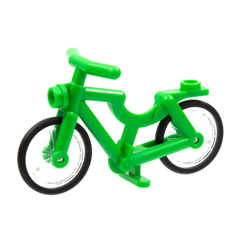 Деталь LEGO 4719c02 Bicycle with Handlebars with Trans-Clear Wheels with Molded Black Hard Rubber Tires (4719 / 92851pb01) - Bright Green