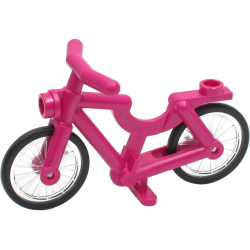 Bicycle with Handlebars with Trans-Clear Wheels with Molded Black Hard Rubber Tires (4719 / 92851pb01) - Magenta