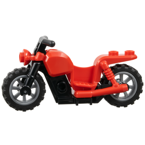 Деталь LEGO 65521c06 Motorcycle Chopper with Black Frame, Flat Silver Wheels, and Black Handlebars - Red