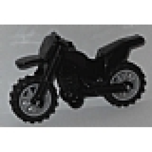Деталь LEGO 50860c02 Motorcycle Dirt Bike with Black Chassis (Undetermined Fairing Mounts) and Light Bluish Gray Wheels - Black
