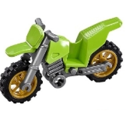 Motorcycle Dirt Bike with Flat Silver Chassis (Long Fairing Mounts) and Pearl Gold Wheels - Lime