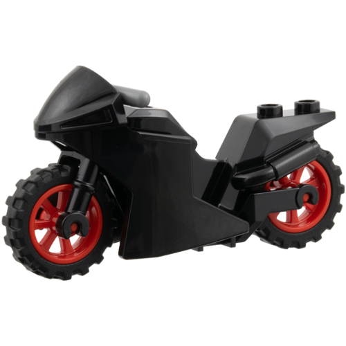 Деталь LEGO 18895c07 Motorcycle Sport Bike with Black Frame, Red Wheels and Dark Bluish Gray Handlebars - Black