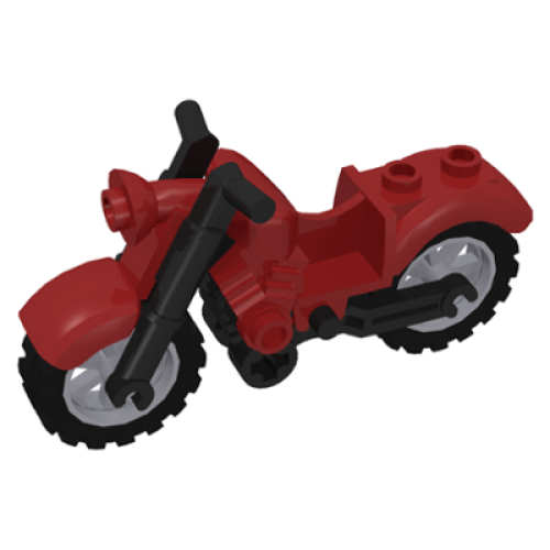 Деталь LEGO 85983c01 Motorcycle Vintage with Black Chassis and Light Bluish Gray Wheels - Dark Red