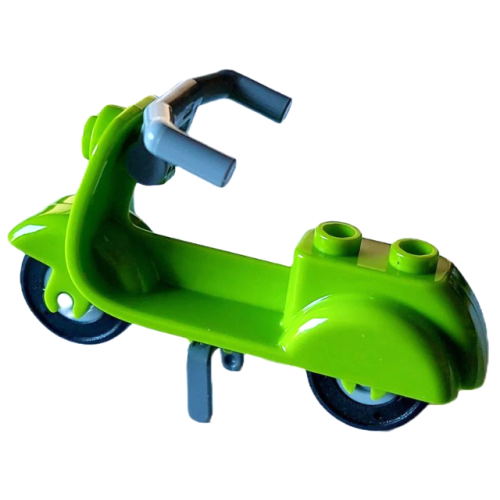 Деталь LEGO 15396c11 Scooter with Dark Bluish Gray Stand, Light Bluish Gray Angular Handlebars, and Light Bluish Gray Wheels - Lime