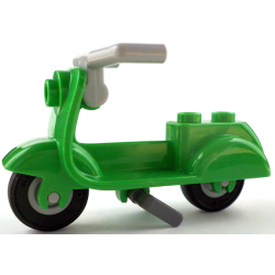 Scooter with Dark Bluish Gray Stand, Light Bluish Gray Angular Handlebars, and Light Bluish Gray Wheels - Bright Green Scooter with Dark Bluish Gray Stand, Light Bluish Gray Angular Handlebars, and Light Bluish Gray Wheels - Bright Green